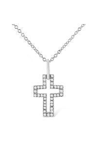 1/10 cttw Pave-Set Round-Cut Diamond Open Cross Necklace